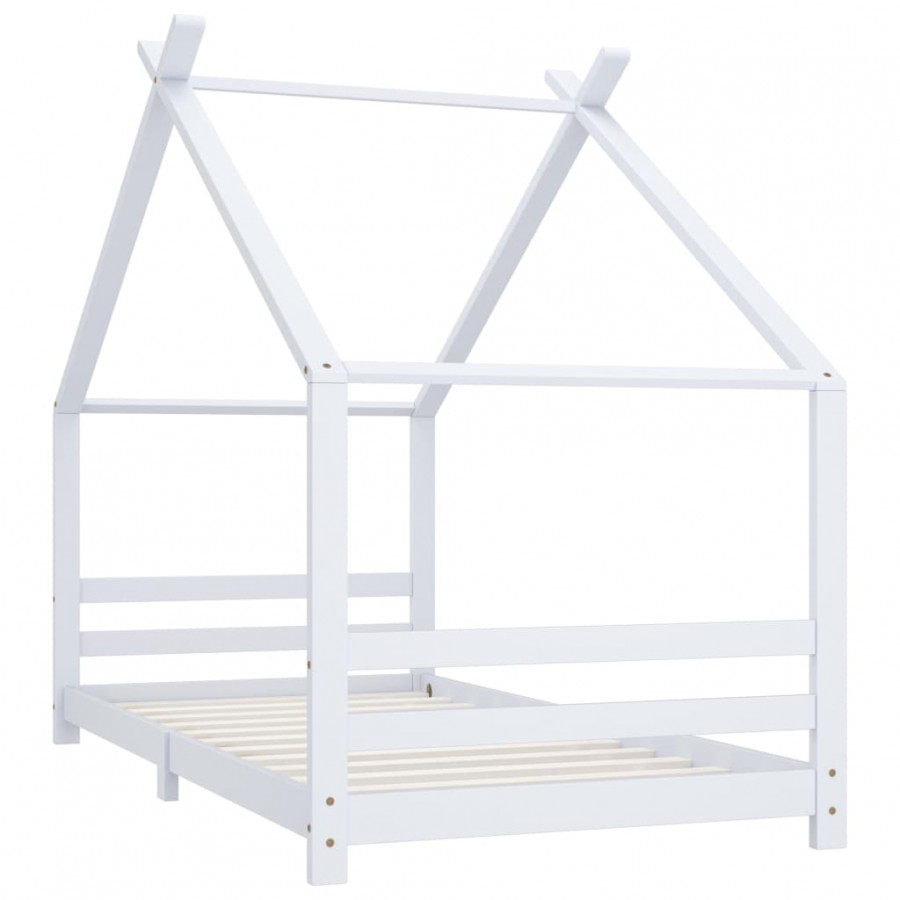 Lit d'enfant Blanc Bois de pin massif 90x200 cm