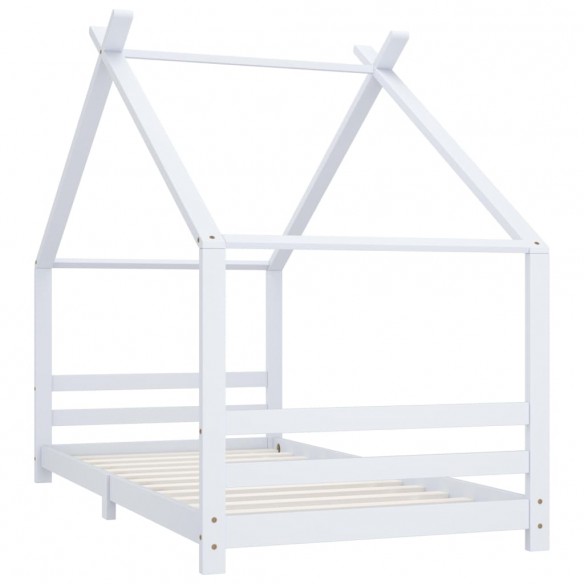 Lit d'enfant Blanc Bois de pin massif 90x200 cm