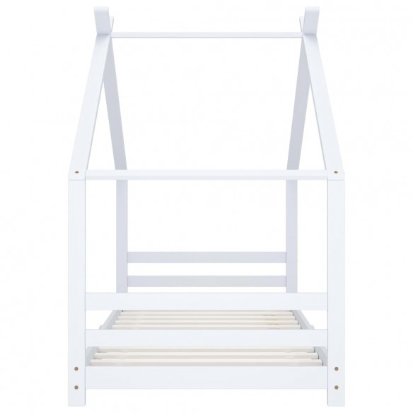 Lit d'enfant Blanc Bois de pin massif 90x200 cm