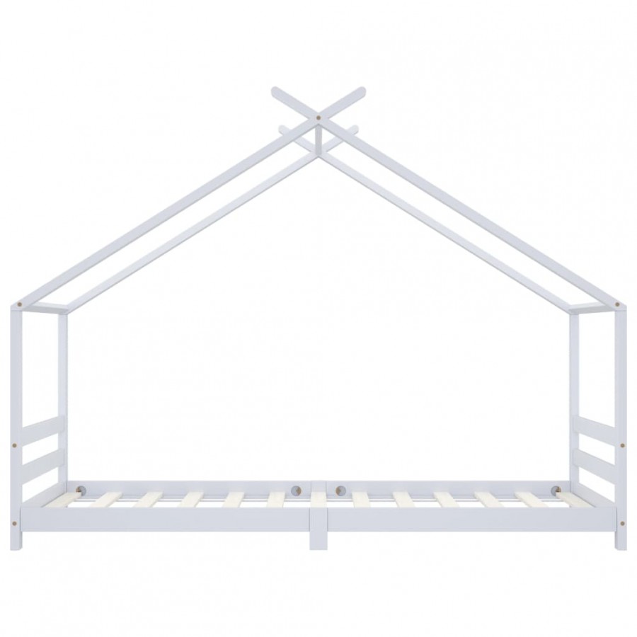 Lit d'enfant Blanc Bois de pin massif 90x200 cm