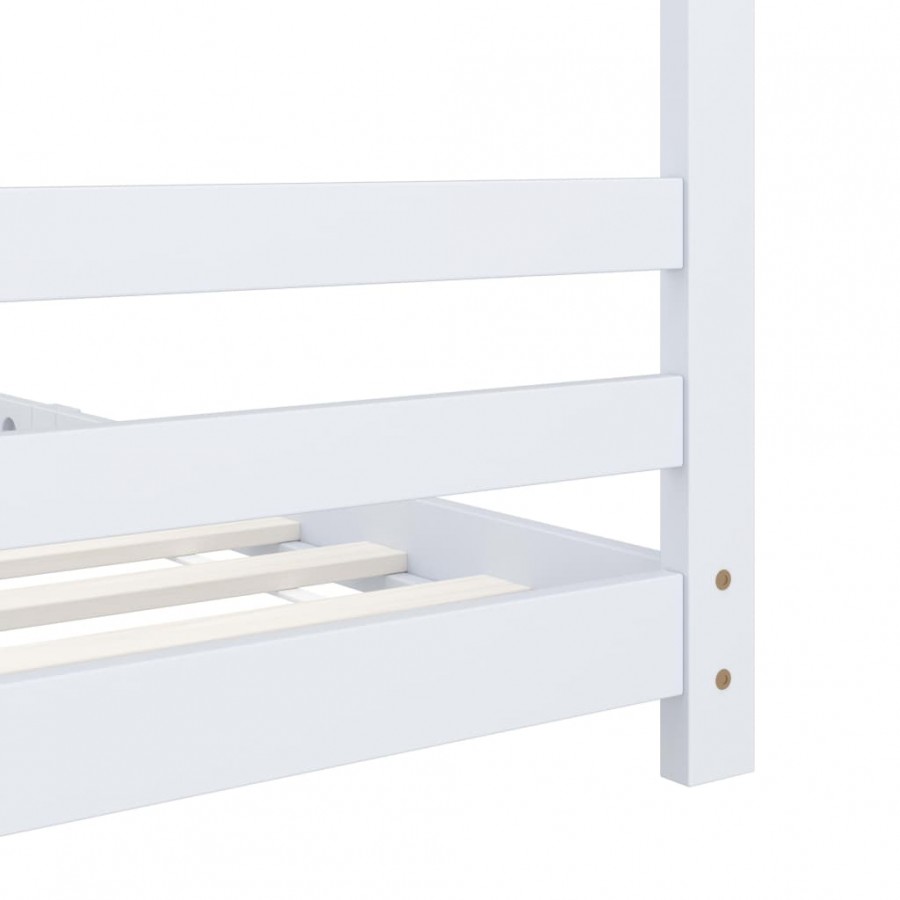 Lit d'enfant Blanc Bois de pin massif 90x200 cm