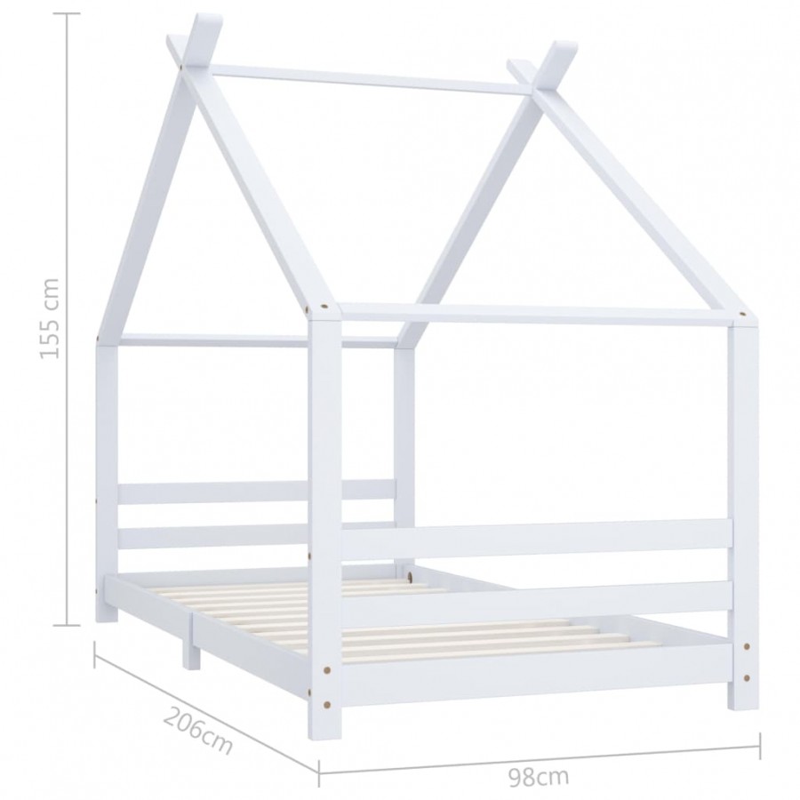 Lit d'enfant Blanc Bois de pin massif 90x200 cm