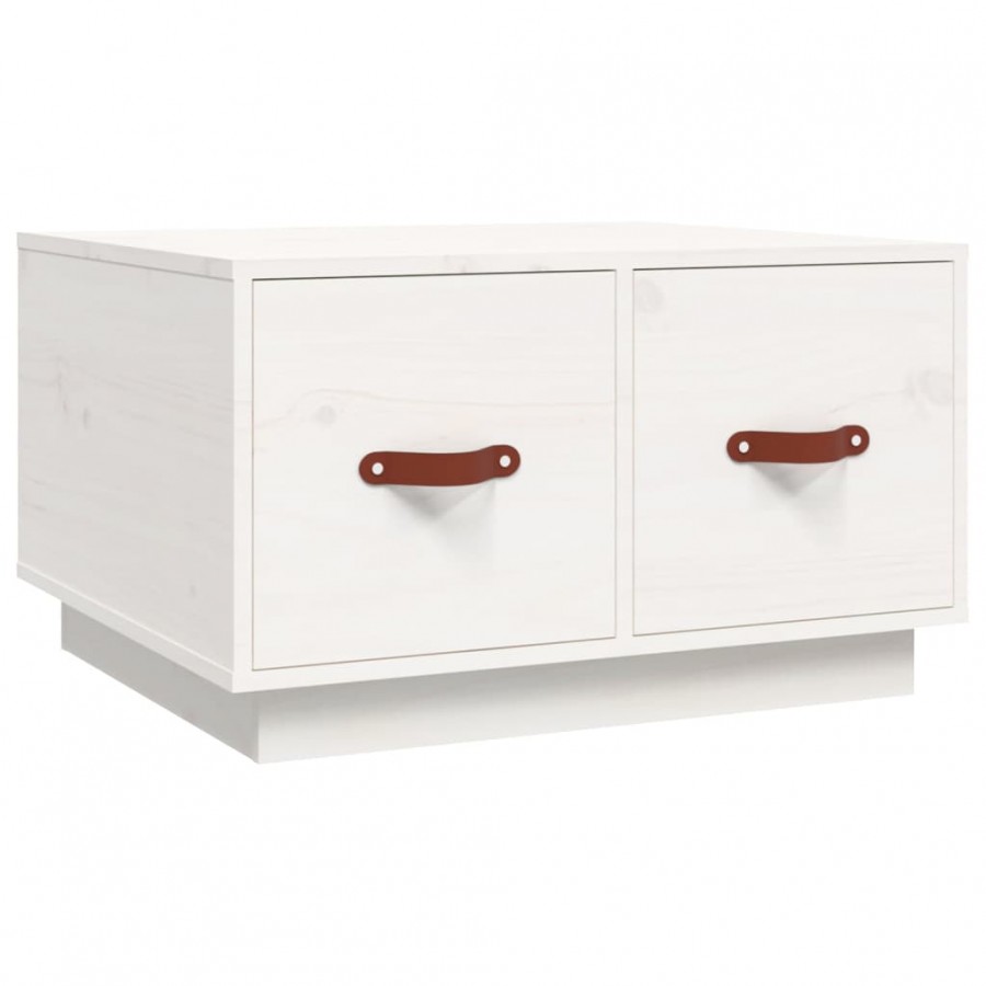 Table basse Blanc 60x53x35 cm Bois massif de pin