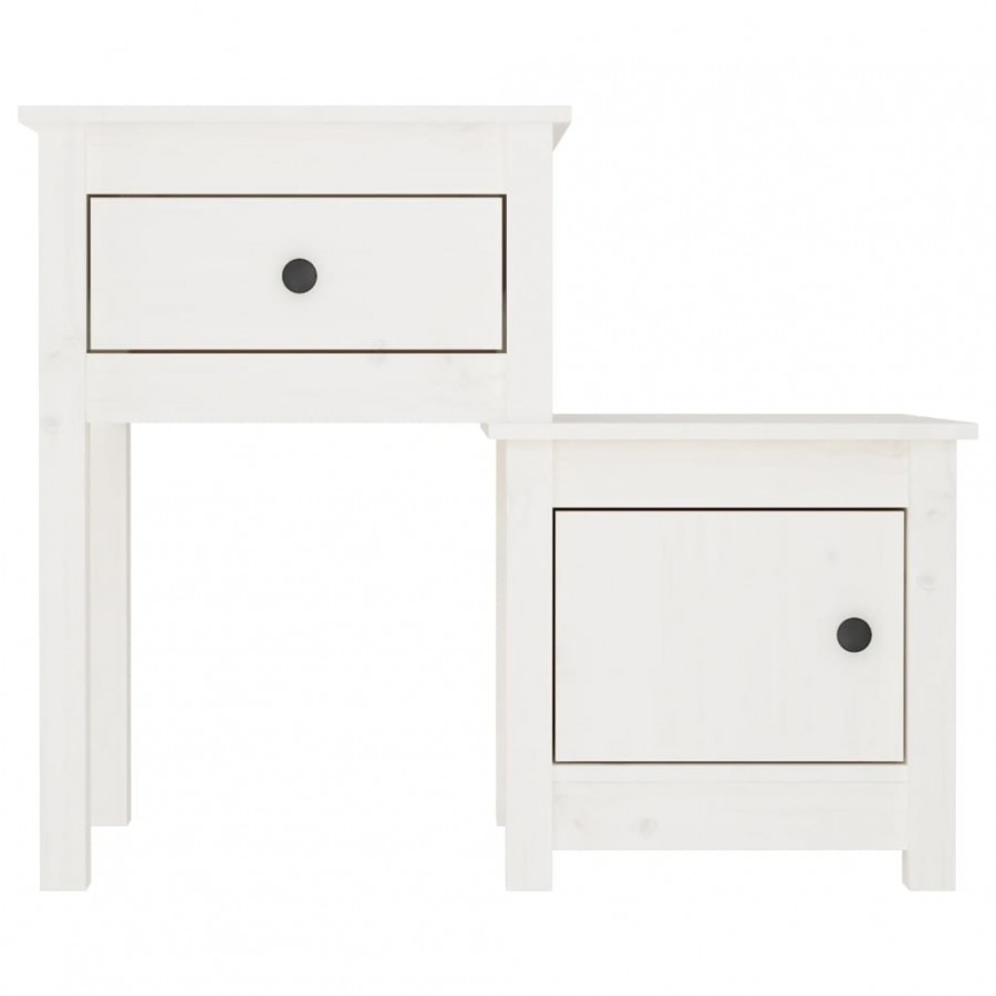 Table de chevet Blanc 79,5x38x65,5 cm Bois de pin massif