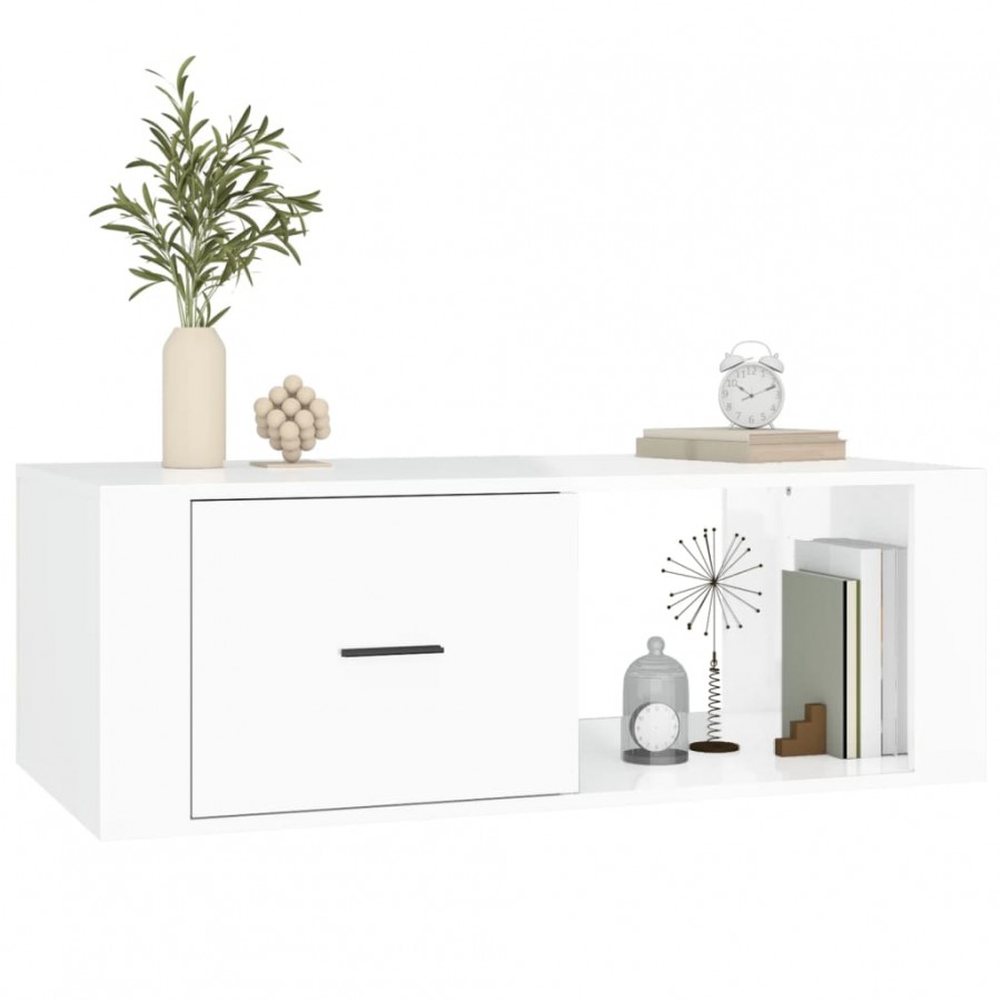Table basse Blanc brillant 100x50,5x35 cm 