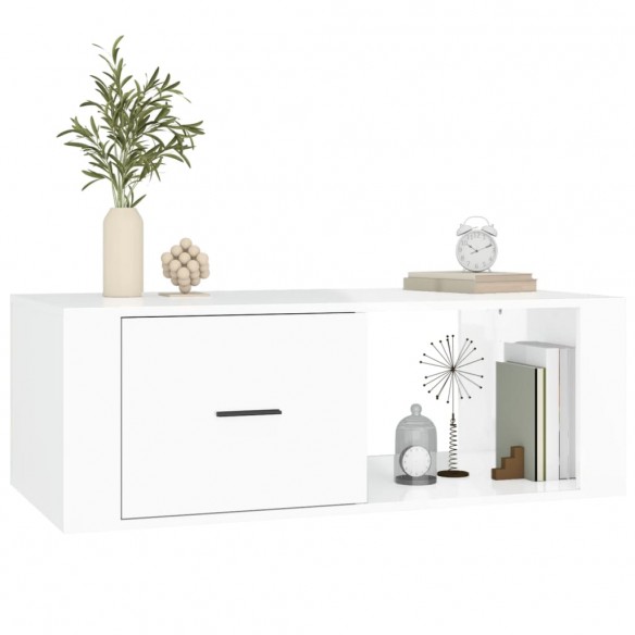 Table basse Blanc brillant 100x50,5x35 cm 