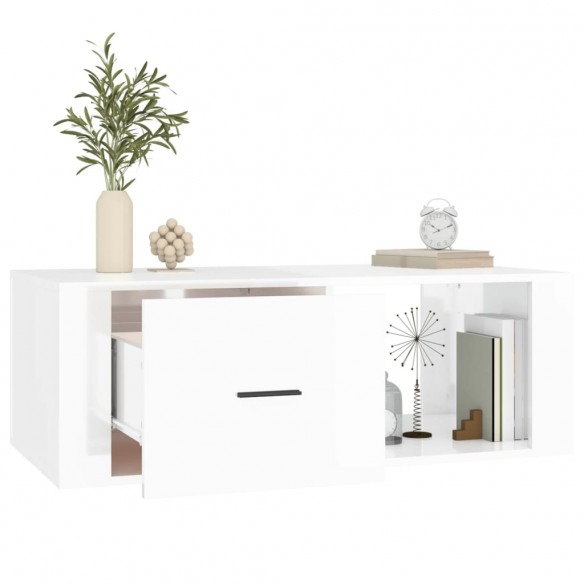 Table basse Blanc brillant 100x50,5x35 cm 