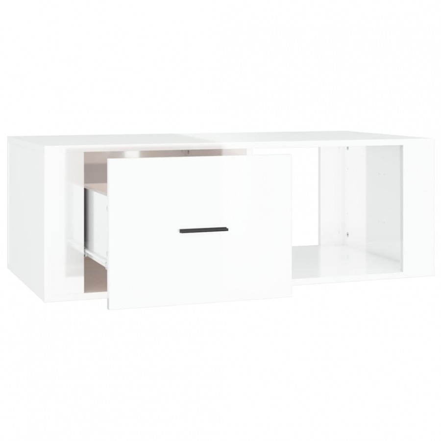 Table basse Blanc brillant 100x50,5x35 cm 