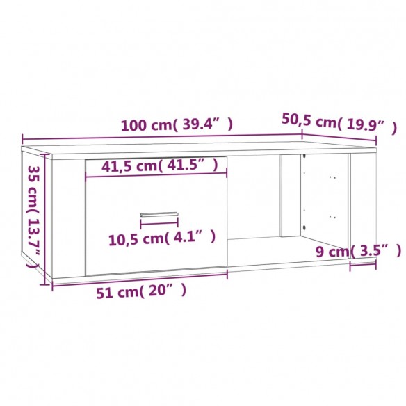 Table basse Blanc brillant 100x50,5x35 cm 