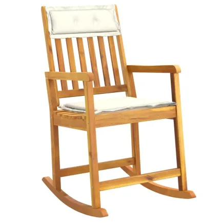 Chaise à bascule avec coussins bois massif d'acacia 2