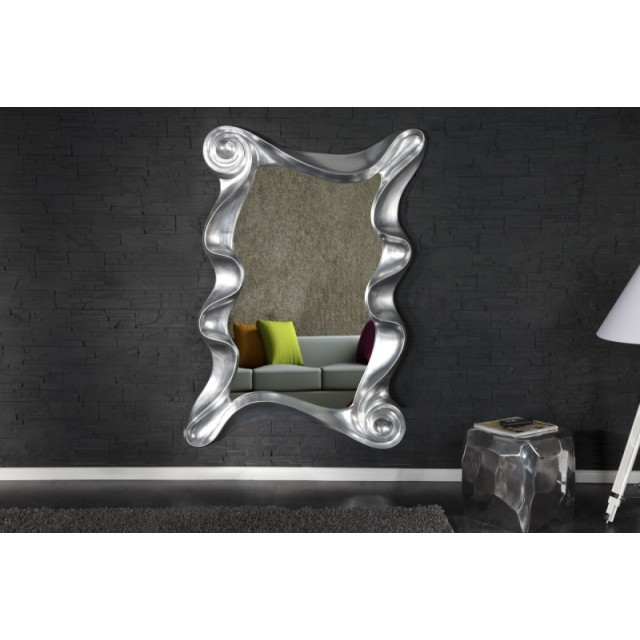 Miroir mural moderne en polyresine teinté argent