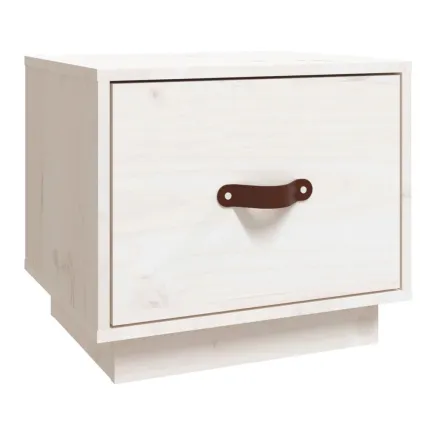 Table de chevet Blanc 40x34x35 cm Bois de pin solide 2
