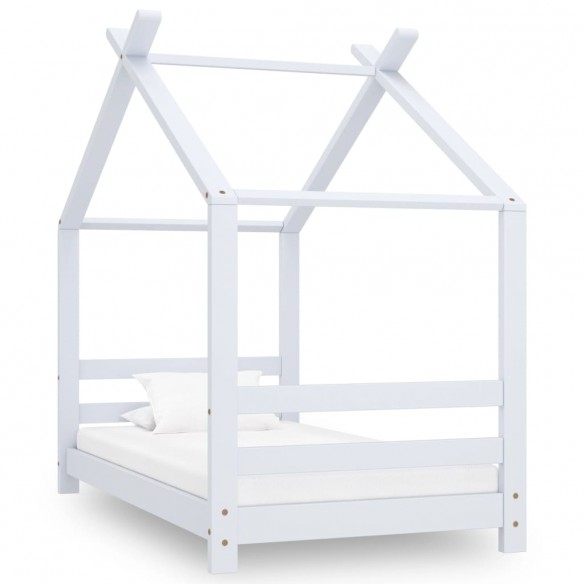 Lit d'enfant Blanc Bois de pin massif 70x140 cm