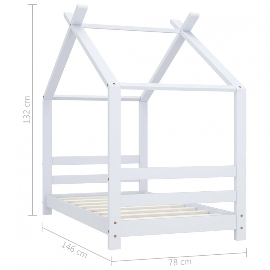 Lit d'enfant Blanc Bois de pin massif 70x140 cm