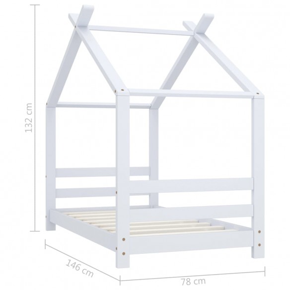 Lit d'enfant Blanc Bois de pin massif 70x140 cm