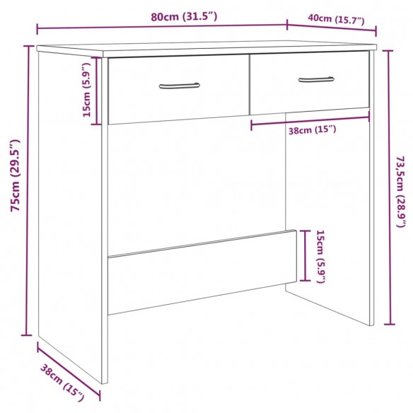 Bureau Sonoma gris 80x40x75 cm 