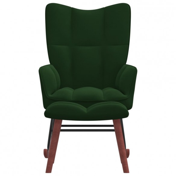 Chaise à bascule avec repose-pied Vert foncé Velours