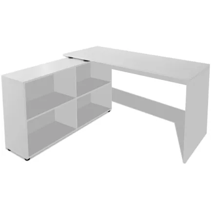 Bureau d'angle 4 étagères blanc 2
