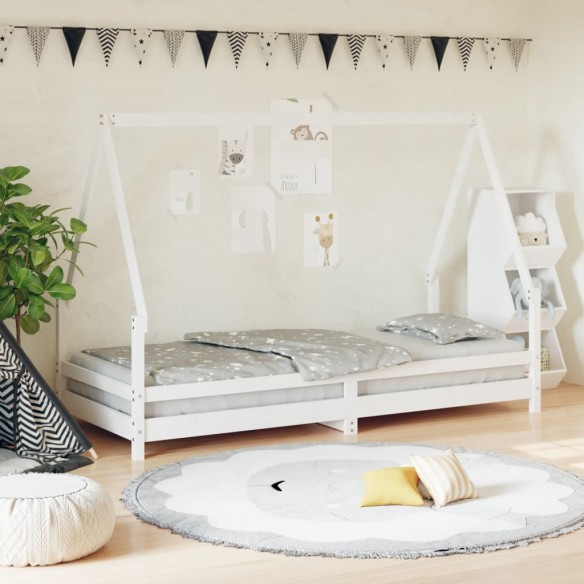Lit pour enfants blanc 90x200 cm bois de pin massif