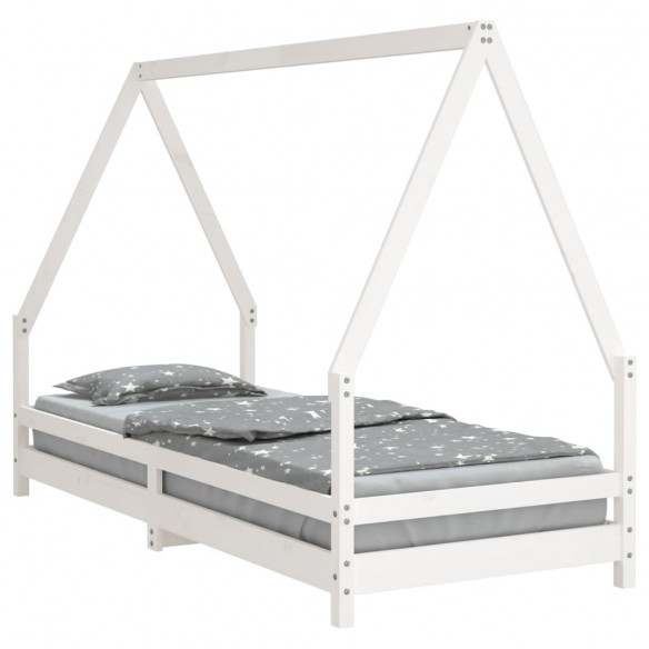 Lit pour enfants blanc 90x200 cm bois de pin massif