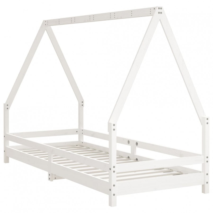 Lit pour enfants blanc 90x200 cm bois de pin massif