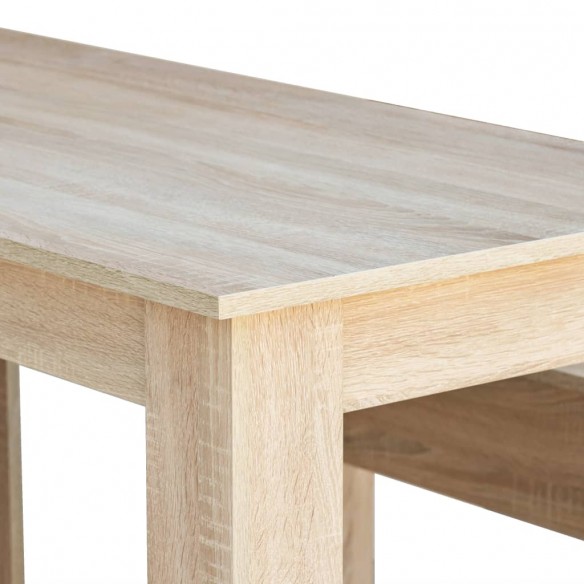 Table de salle à manger et bancs 3 pcs Aggloméré Chêne