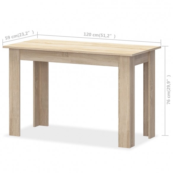 Table de salle à manger et bancs 3 pcs Aggloméré Chêne