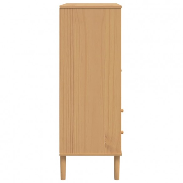 Buffet SENJA aspect rotin marron 90x40x112cm bois massif de pin
