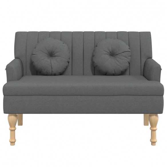 Banc avec coussins gris foncé 113x64,5x75,5 cm tissu