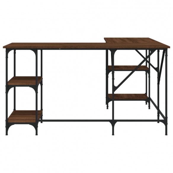 Bureau chêne marron 139x139x75 cm bois d'ingénierie