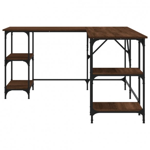 Bureau chêne marron 139x139x75 cm bois d'ingénierie