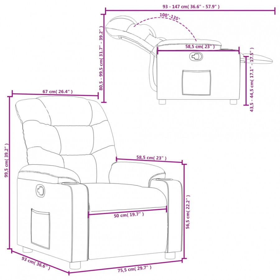 Fauteuil inclinable Noir Similicuir