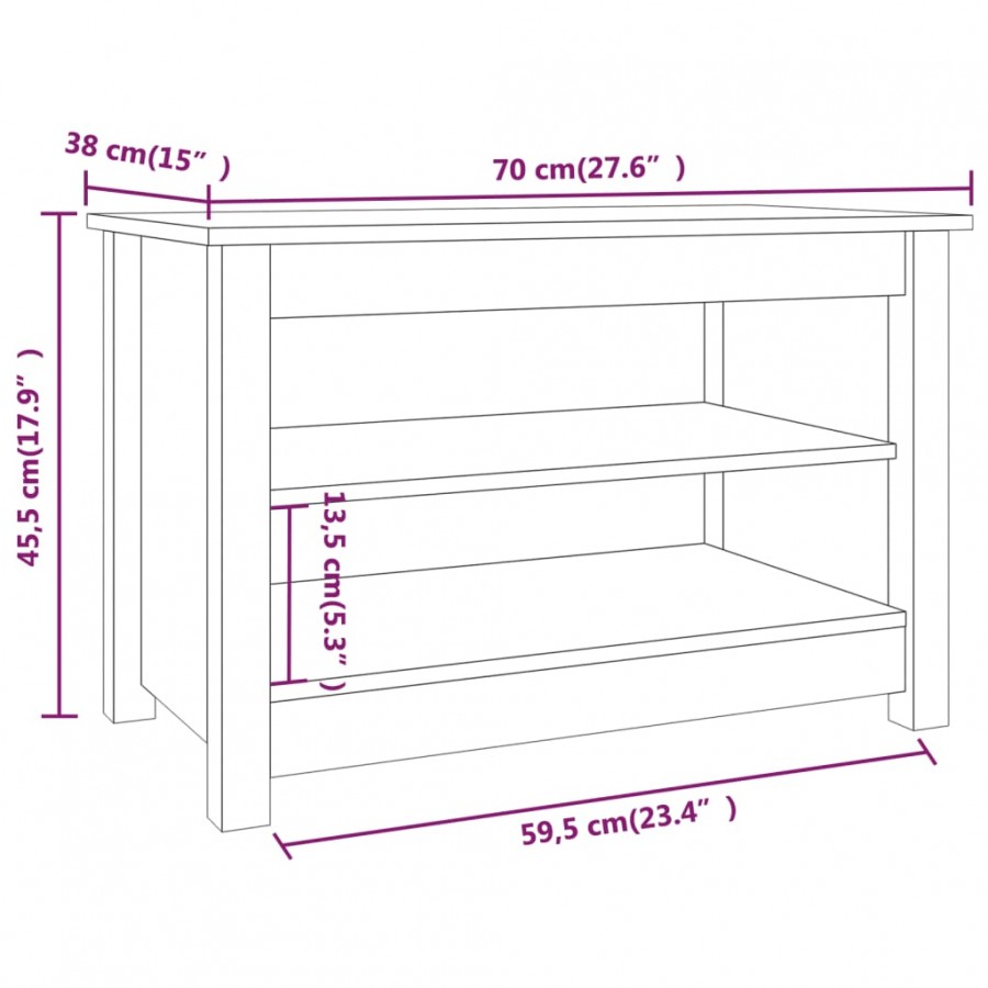 Banc à chaussures Marron miel 70x38x45,5 cm Pin massif