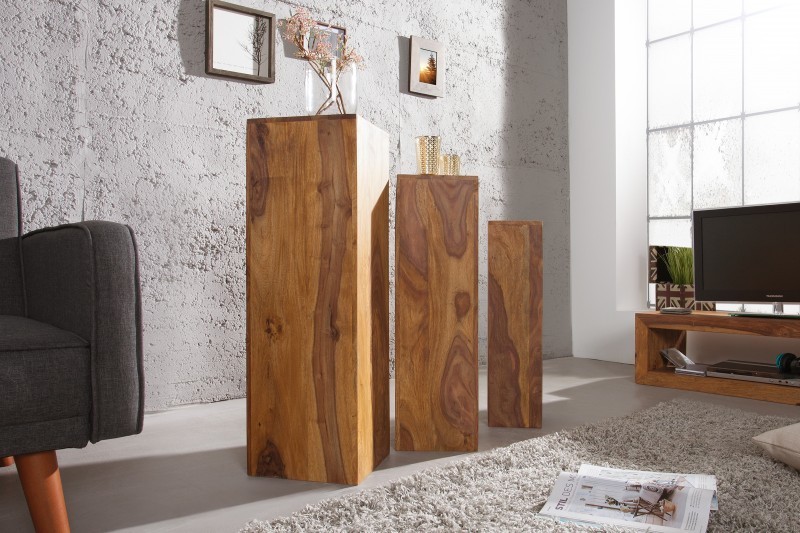 Colonnes décoratives de couleur naturelle en bois massif de sheesham