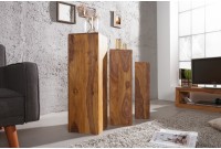 Colonnes décoratives de couleur naturelle en bois massif de sheesham