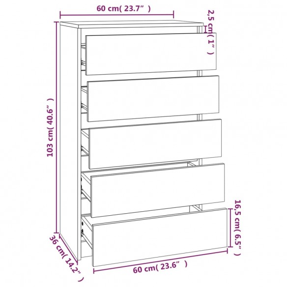 Commode Sonoma gris 60x36x103 cm 