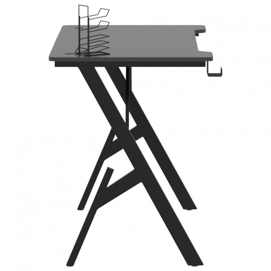 Bureau de jeu avec pieds en forme de Y Noir 110x60x75 cm