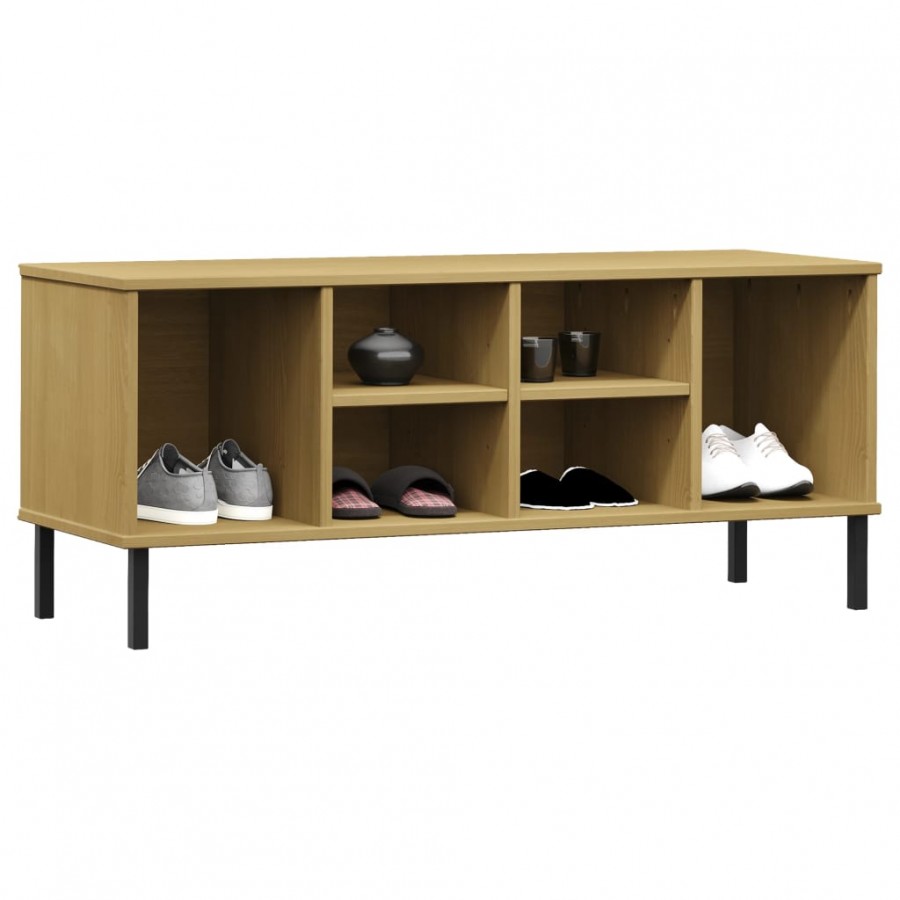 Étagère à chaussures pieds en métal Brun 106x35x45 cm Bois OSLO