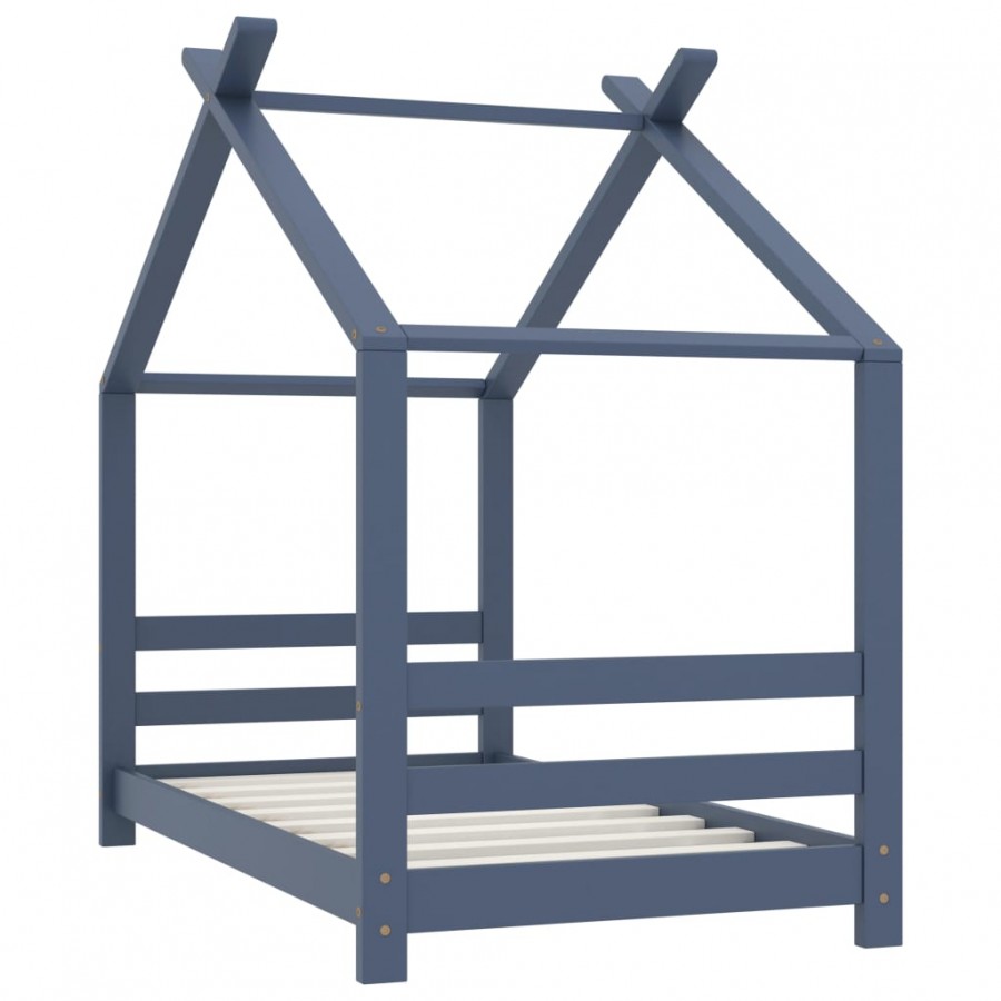 Lit d'enfant Gris Bois de pin massif 70x140 cm