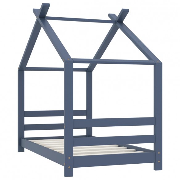 Lit d'enfant Gris Bois de pin massif 70x140 cm