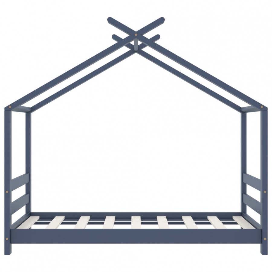 Lit d'enfant Gris Bois de pin massif 70x140 cm