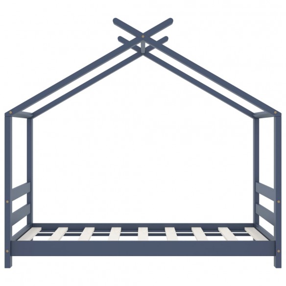 Lit d'enfant Gris Bois de pin massif 70x140 cm