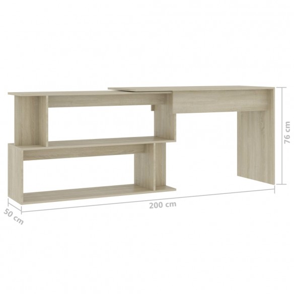 Bureau d'angle Chêne sonoma 200x50x76 cm Aggloméré
