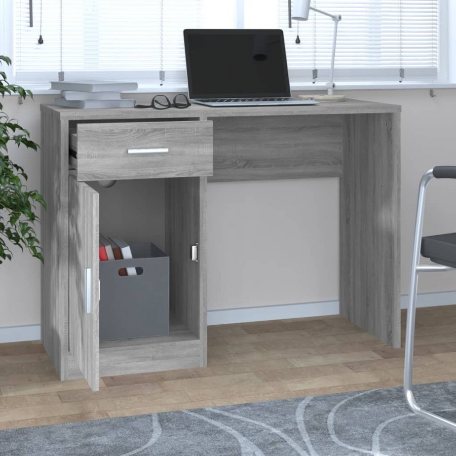 Bureau avec tiroir et armoire Sonoma gris 100x40x73 cm