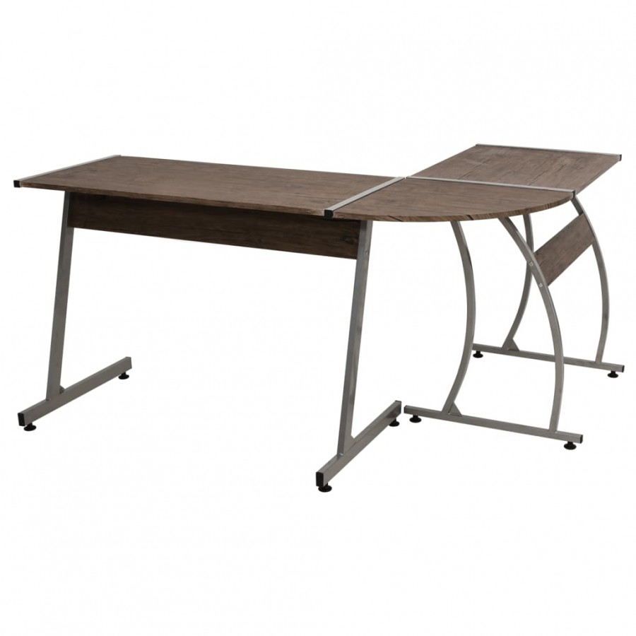 Bureau d'angle marron bois d'ingénierie