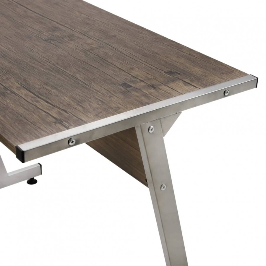 Bureau d'angle marron bois d'ingénierie