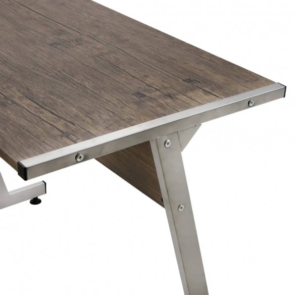 Bureau d'angle marron bois d'ingénierie