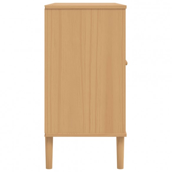 Buffet SENJA aspect rotin marron 112x40x80cm bois massif de pin