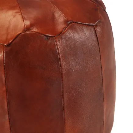 Pouf 40 x 35 cm Brun roux Cuir véritable de chèvre 2