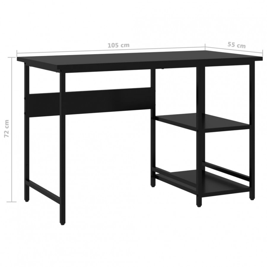 Bureau d'ordinateur Noir 105x55x72 cm MDF et métal